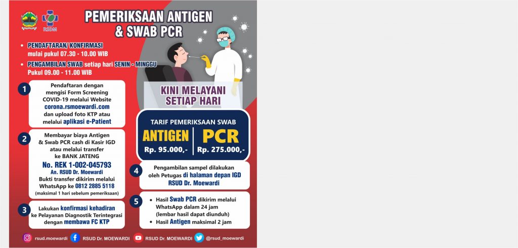 Jam Pelayanan Pemeriksaan Antigen & Swab PCR RSUD Dr. Moewardi