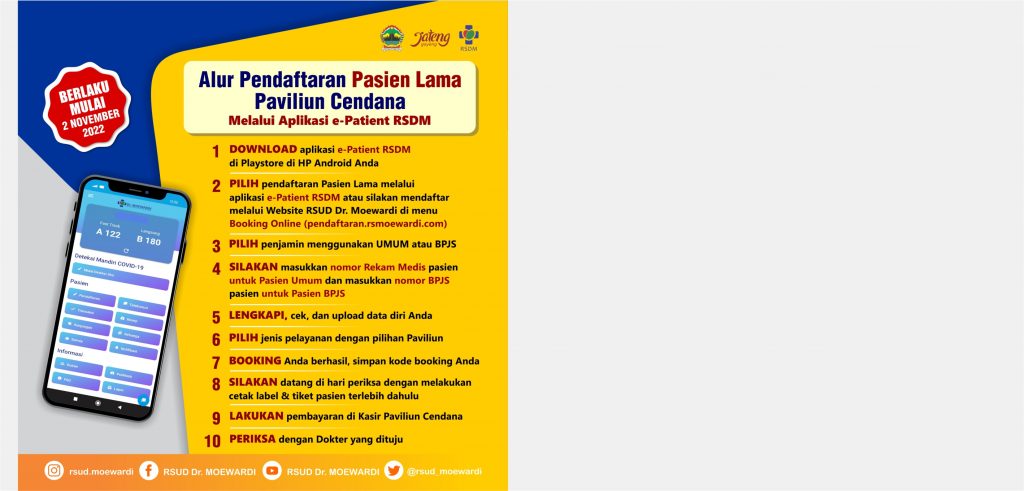 Alur Pendaftaran Pasien Lama Paviliun Cendana Melalui Aplikasi e-Patient RSDM
