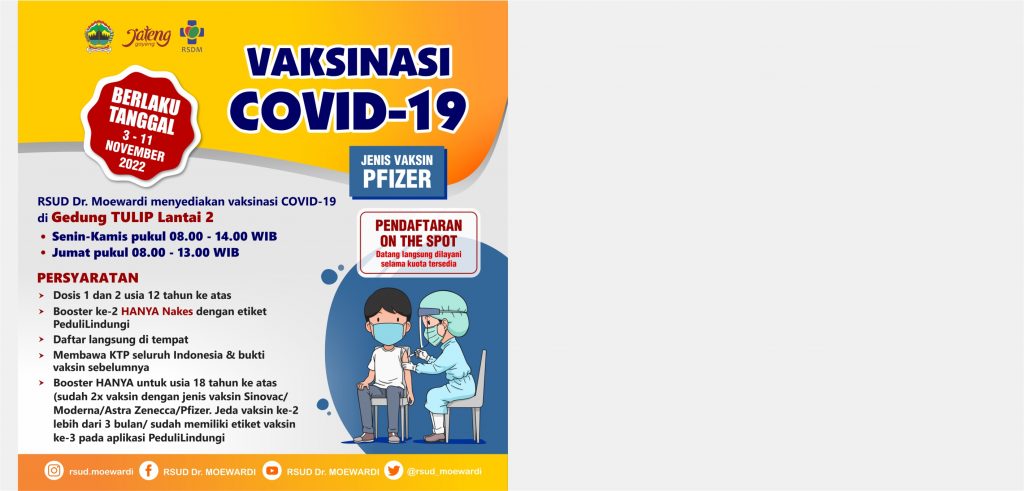 Vaksinasi COVID-19 di RSUD Dr. Moewardi Tanggal 3-11 November 2022