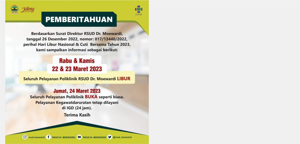 Pemberitahuan Libur Tanggal 22 & 23 Maret 2023