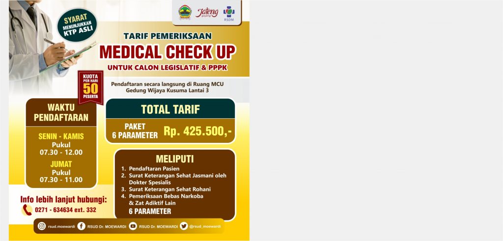 Tarif Pemeriksaan Medical Check Up (MCU) untuk Calon Legislatif dan PPPK
